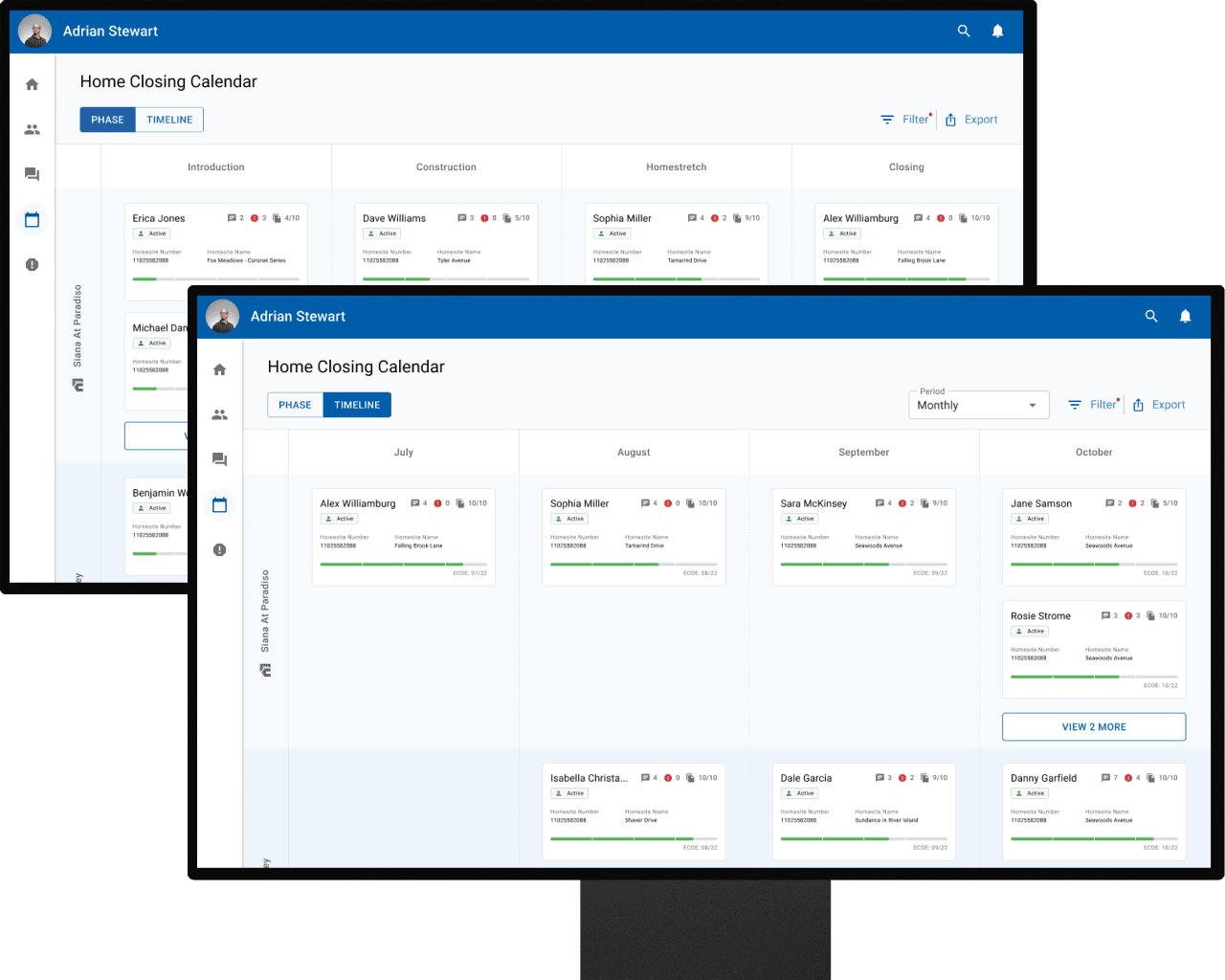 Closing calendar phase and timeline views